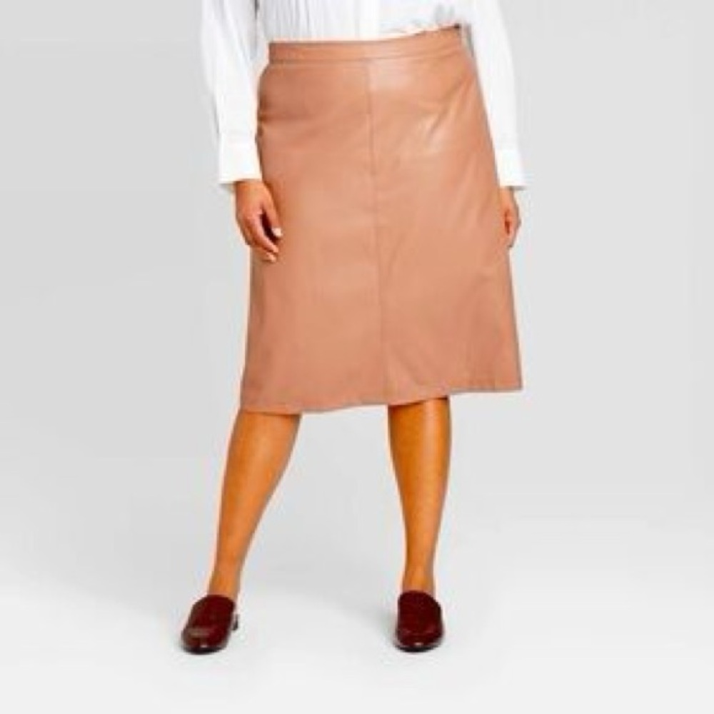 Prologue Faux Leather MIDI Skirt